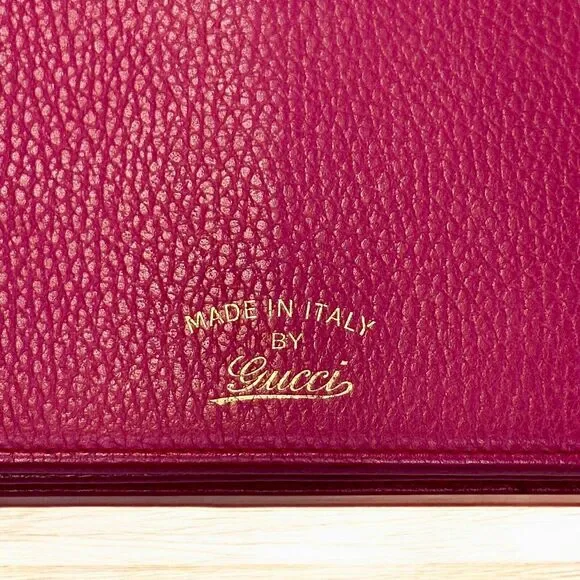 Authentic GUCCI Swing Wallet Continental Crossbody Pink Pebbled Leather Dust Bag - Picture 5 of 15